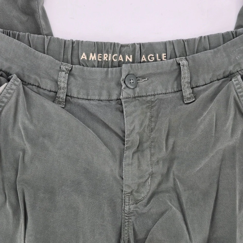 American Eagle Wide Leg Cargo Pants Green Lyocell Stretch Utility Women's Size 4